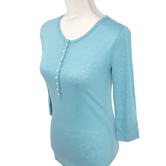 Victoria Secret Light Blue w/ Sparkle Henley Tee Size S - Picture 9 of 10